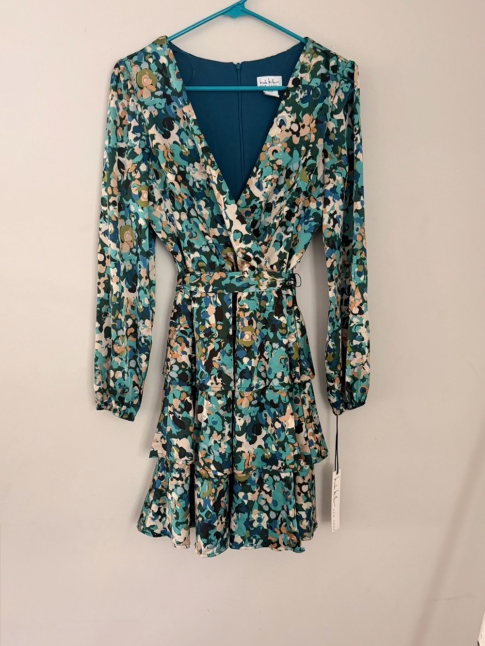Floral‎ Tiered Ruffle Wrap Dress Long Leeve size S